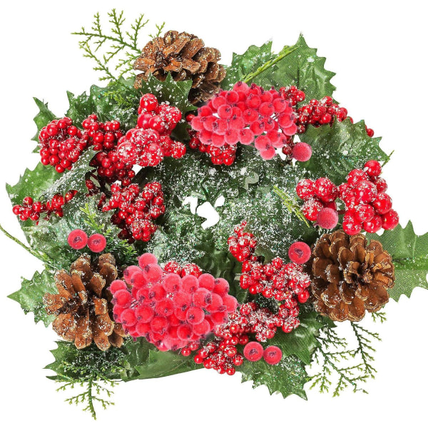 Frostdekte Bærdekorasjon, Holly Jul Blomster, Kunstige Blomster, Bær Juletre Blomsteroppsatser, Julebord Kranser, Blomst
