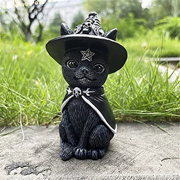 Heksehat Okkult Kattefigur, 13,5 cm, Sort