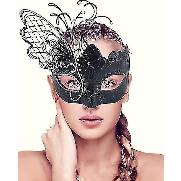 Perhonen Strass Metalli Venetsialainen Naisten Maski Maskaraadi/mardi Gras Juhliin/seksikäs Kostyymijuhla/häät (1 kpl, Musta)