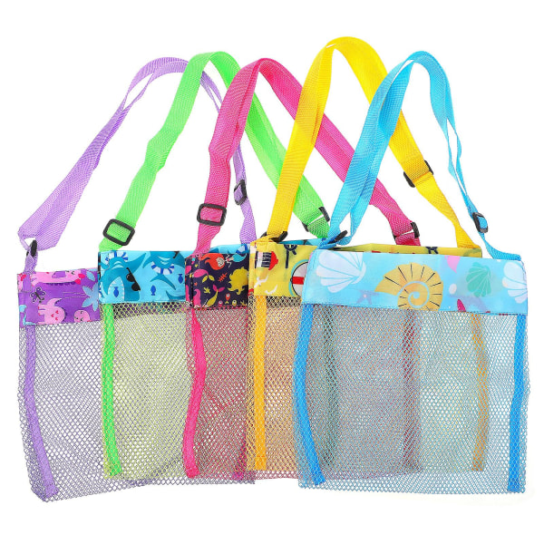 5 stk Farverige Børne Strandlegetøjsposer Søde Musling Opbevaringspung Rejsetaske 23X21.5CM