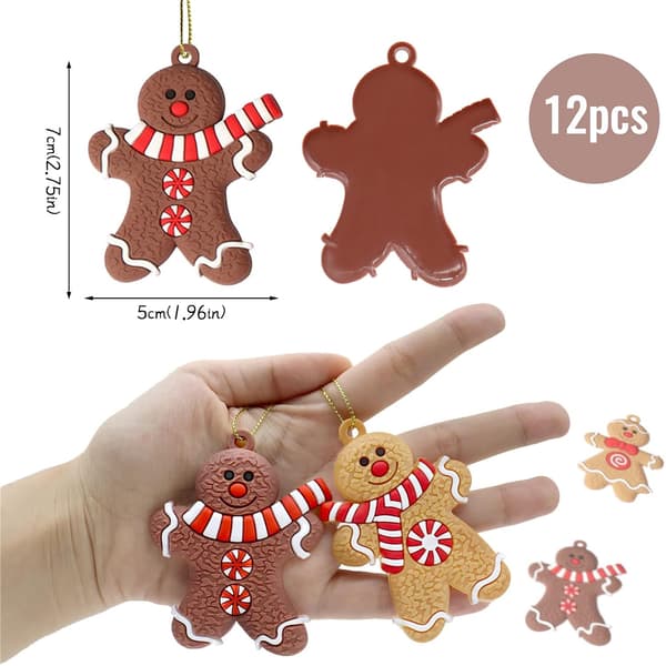 12-pack julgranshängande prydnader, pepparkaksgubbehänge