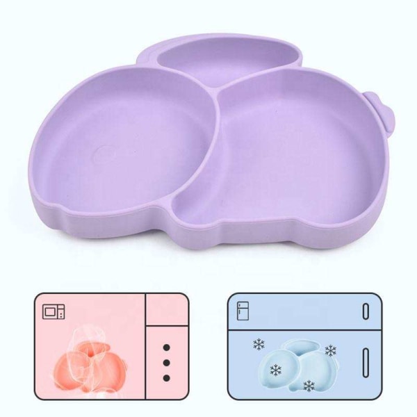 Baby silikon sugeplate, delt oppvask for småbarn, silikon dekkematte for barn passer til de fleste barnestolbrett, mikrobølgeovn oppvaskmaskin