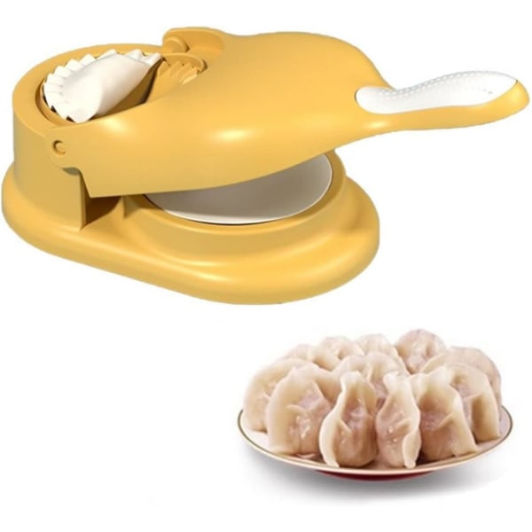 Gul 2-i-1 Dumplingtillverkare Dumplingform Manuell Dumplingomslagspress Dumplingtillverkare Hushållsmatlagningsverktyg