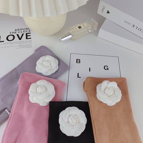 Handsker Camellia Touch Screen Handsker Dame Vinter Tykkere Varme Handsker
