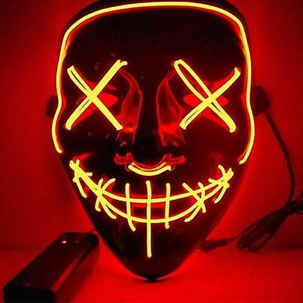 Neon-ommel Mask LED-lanka Loiste Masquerade Puhdista Halloween Cosplay Mask_Oranssi