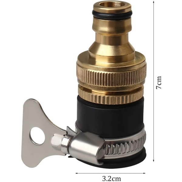Rund Vandhaneforbindelse, Messing Slangeforbindelser med Diameter 1/2'' til 3/4'' Universal Adapter til Vandhane Vandingslange