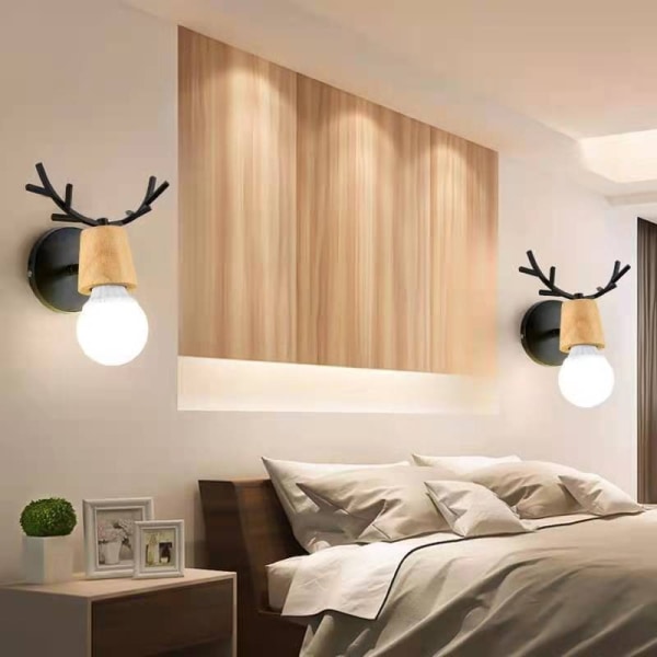 E27 Vägglampor för barn Creative Christmas Antler Rådjursformade vägglampor som är kompatibla med sovrum, vardagsrum (vit)
