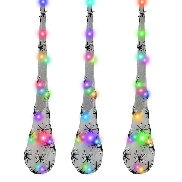 Halloween Spider Web Decorations - 3 Pcs Lighted Spider Egg Sacs for Indoor/Outdoor Garden, Yard, and Tree Hanging