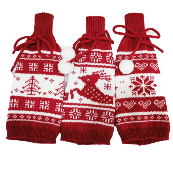 Christmas Handmade Knit Sweater Wine Bottle Bags  For Christmas, Wedding, Birthday, Party