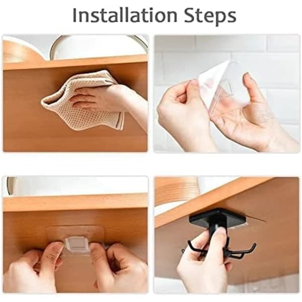 Kitchen Utensil Holder Hanger Self-Adhesive Kitchen Hanger Under Cabinet Storage