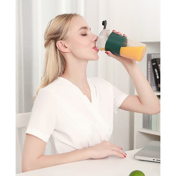 Portable Electric Juicer Fruit Cup Blender Processor Mixer 320ML Mini USB Rechargeable Quick Juicing Machine, Green