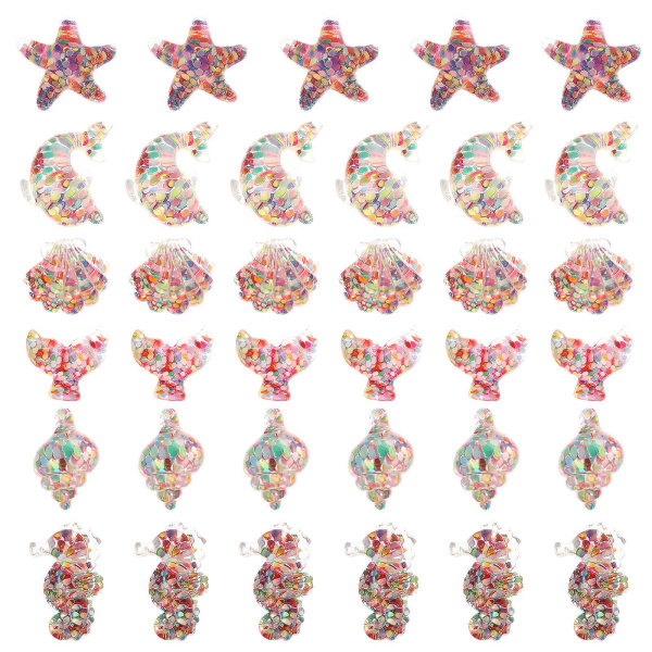 60pcs Resin Art Charms Slices Ornaments Decoration With Sequins Embellishment2.2X1.9cm