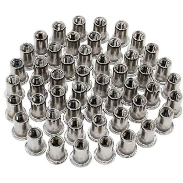 Cap i rustfritt stål Flat Head Gjenget Naglemutter Cap type M6 50 stk (M6 type rustfri naglemutter)