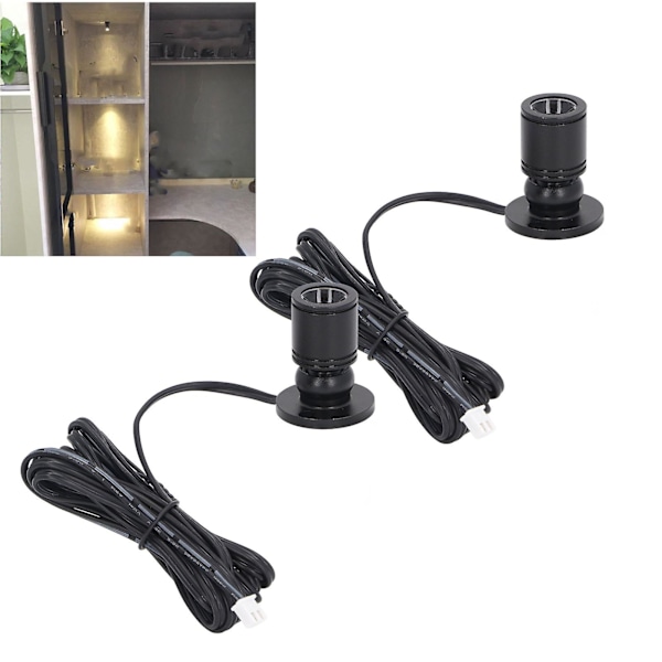 Dæmpbar Mini Spotlight 5V Mini LED Spotlight 1 til 2 Spotlights med Lysdæmper til Display Smykkeskabe Veranda [Db] Sort Black White Light