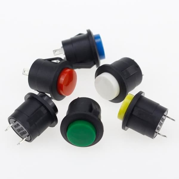 Black Round Reset Push Button, 6 Pieces, 16mm, 6A 125V-3A 250VAC[DB]