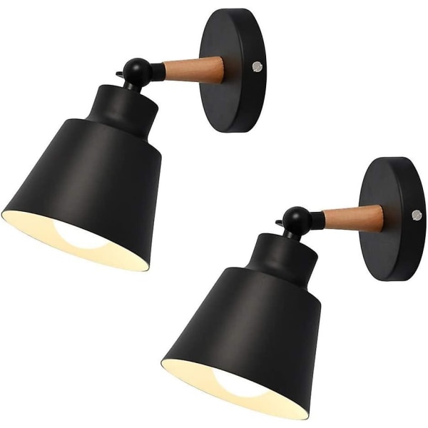 2 stk. væglampe armaturer Nordisk væglampe Macaron Edison Kobber lampeholder Ganglys Lampe Sengelampe Læselampe E27 (Farve: Sort)