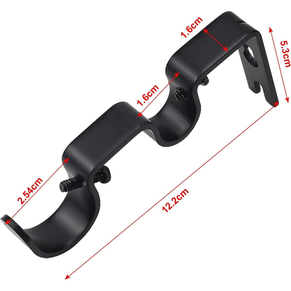 Dubbla Gardinstångsbeslag, Tunga Gardinstångshållare, Justerbara Metallgardinskenestödsbeslag Set För Väggfönster (3st)