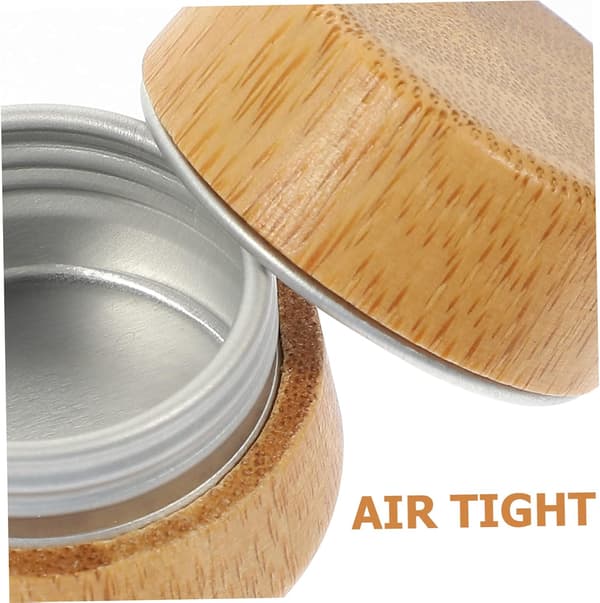 Empty Cream Container Reusable Screw Jar with Bamboo Design Sturdy Durable Aluminum Container
