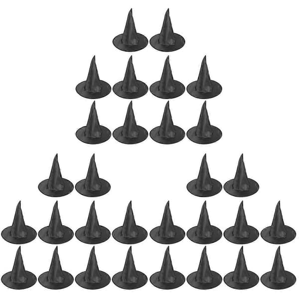Halloween Accessories Witch Hat Black for Party Decoration 30-Pack
