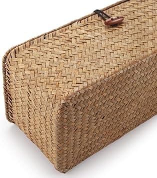 Seagrass Storage Basket with Rectangular Lids - Wicker Chest with Compartments