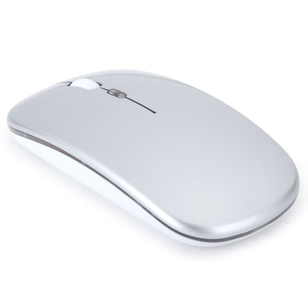 Wireless Mouse 2.4G Rechargeable USB Wireless Gaming Mouse with LED Colorful Light Silver