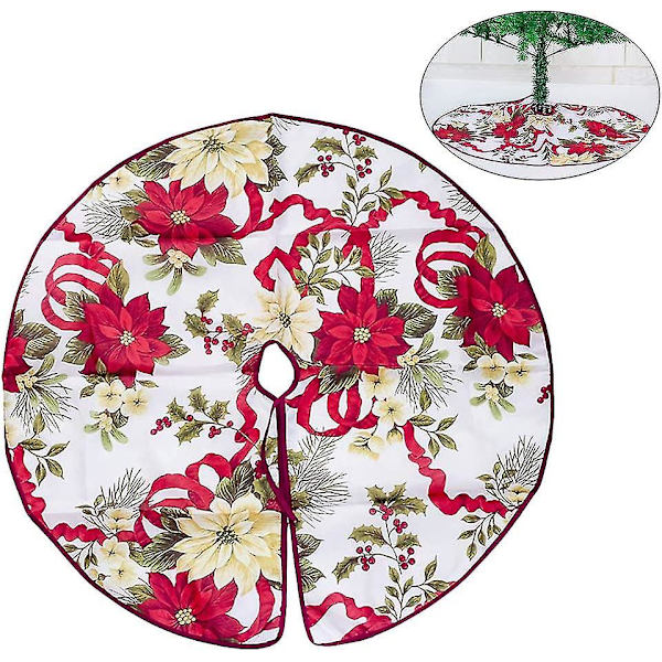 Julgransmatta Blommor Festliga Dekorationer Julgran Matta Matta Matta Jul Hem Dekoration (90cm)(1st,röd)