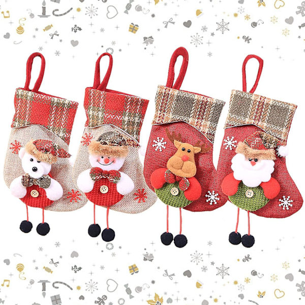 Julstrumpa 4-pack Julstrumpa Julstövlar Hängande Strumpor Julstrumpa Julstrumpa Dekoration Hängande Presentpåse Burk