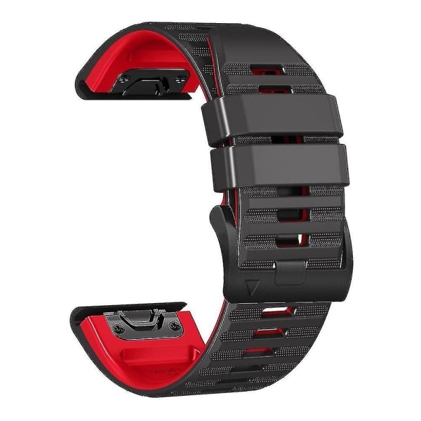 Til Garmin Tactix Delta/Enduro Horisontale Striber Silikone Udskiftningsarmbånd Ur Sort Rød