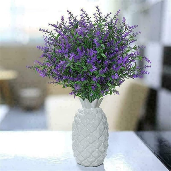 Kunstige lavendelblomster, kunstig blomsterbukettdekor, falske kunstige planter for innendørs utendørs bryllup Hage D
