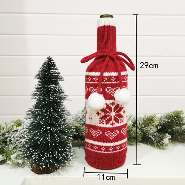 Julepynt Nytt strikket vinflaskedeksel elg snøfnugg lite tre julepynt-tfrf
