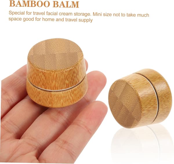Empty Cream Container Reusable Screw Jar with Bamboo Design Sturdy Durable Aluminum Container