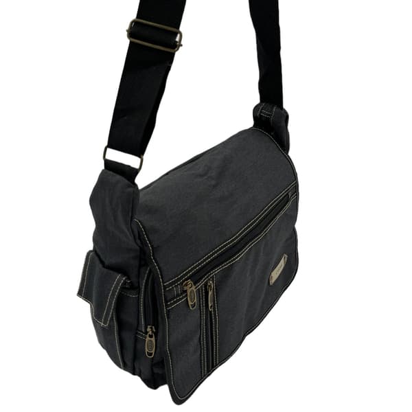 Medium canvas shoulder bag Black[TB] Black one size Svart one size