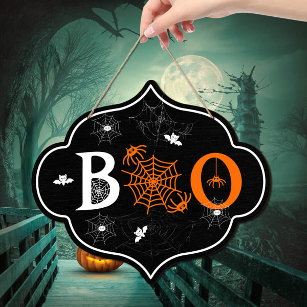 Træskilt til Hus Halloween Tema Ornament Hjem Træ Fest Dekoration