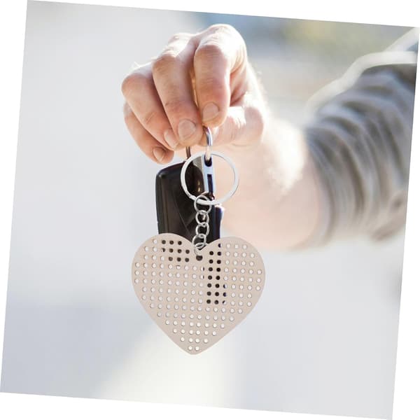 Træ Korssting Nøglering Sæt Hjerte og Stjerneformer DIY Broderipynt