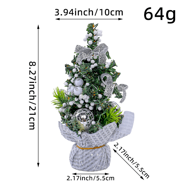 3 stk 8,27 tommer Juletræ, Juletræ Mini Juletræ til Skrivebord Skrivebord Julepynt Mini Træ med Pynt