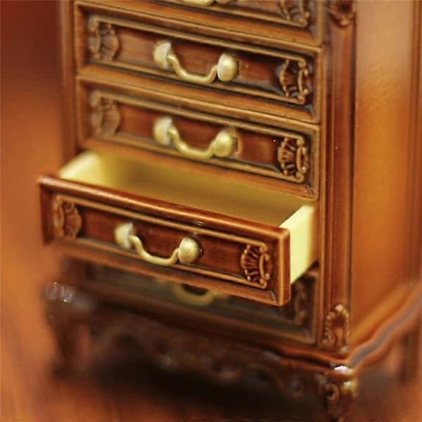 Miniatyrbyrå Sovrum Sängbord Förvaringslåda Skåp Modell Scendekor