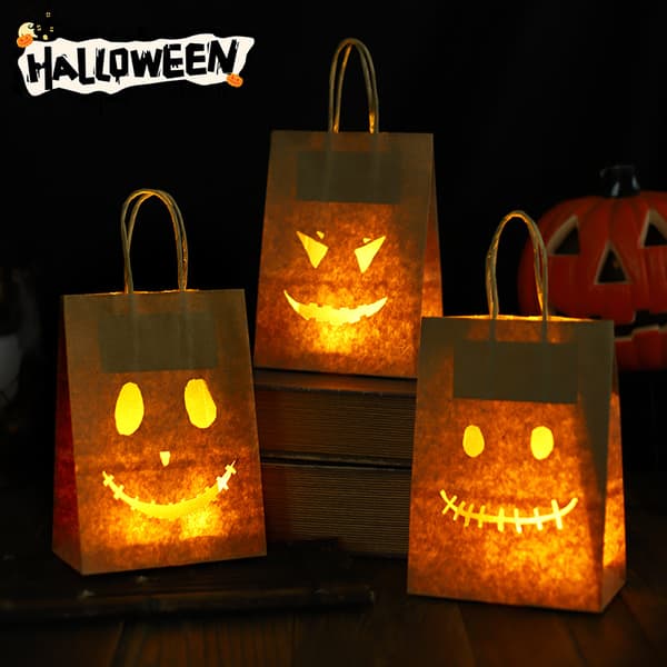 Selvlysende Halloween-godteposer for barn, 4 tilfeldige mønstre C C