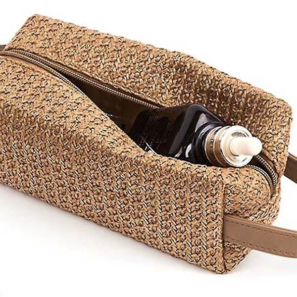 Capacity Pp Grass Rejsetaske Kosmetik Organizer Opbevaringspung Vasketaske Makeup Taske. (brun)(1stk)