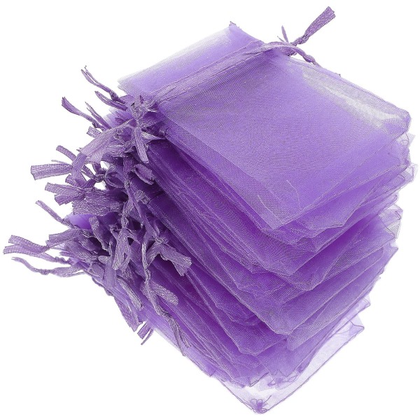 50 stk Organza Godteriposer Smykker Emballasjeposer Bærbare Trekkstrengsposer Lilla 12x9x0.1cm Purple 12x9x0.1cm