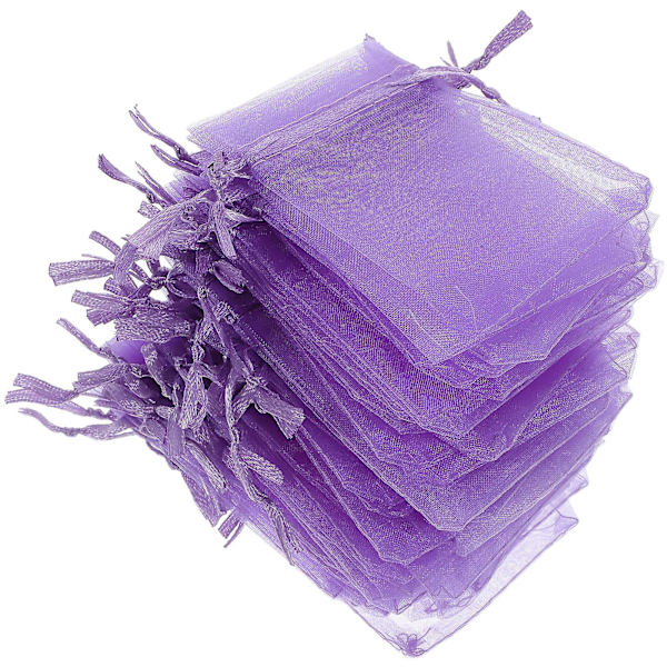 50 stk Organza Slikposer Smykker Indpakningsposer Bærbare Snøreposer Lilla 12x9x0.1cm
