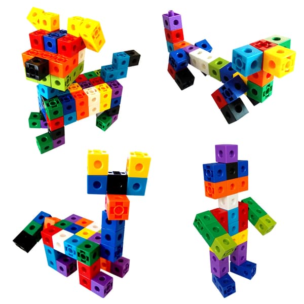 Building Blocks Set 100 Pieces Colorful Cube Blocks Educational Math Toy Creative Learning Kit Gift for Kids
