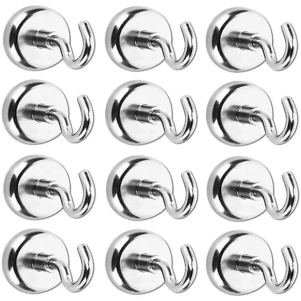 12-pack magnet hooks extra strong heavy duty steel base for ceiling kitchen bathroom workshop silver