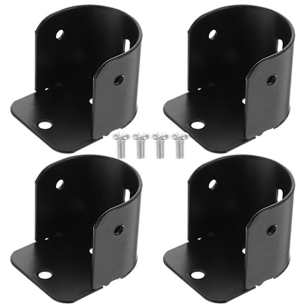 4 stk. Garderobestang Sokkel Dusjgardinstang Brakett Jern Garderobestang Støtte Svart 4X3CM Black 4X3CM