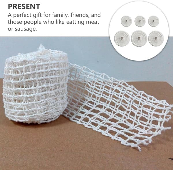 6 Rolls Cotton Ham Sausage Net Rope Meat Net Roll White Kitchen Packaging Net for Tying Meat