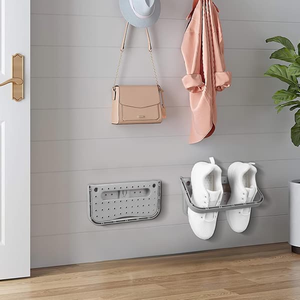 Foldable Shoe Rack Shoe Holder 28 * 14 * 2 cm PP Wall Mounted Space-Saving Design Multifunctional