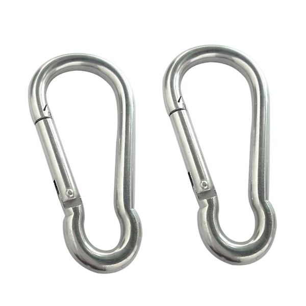 2 stk. 304 Rustfrit Stål Fjeder Snap Hook Hurtigkobling Karabinhage Klip M5 Hårdt Arbejde Sølv Silver