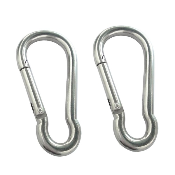 2 stk 304 Rustfritt Stål Fjær Snap Hook Hurtigkobling Karabinkrok Klipp M5 Heavy Duty Sølv Silver