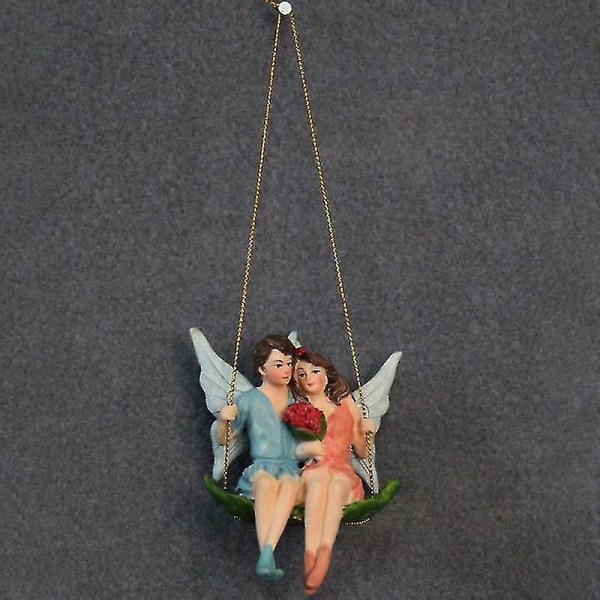 Swing Angel Lover Figuuri Fairy Resin Askartelu Lahja Miniatyyri Koti Puutarha Sisustus (1 kpl)