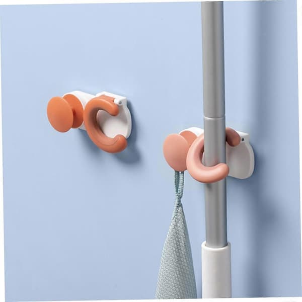 2-pak Moppekrog Badeværelsesmoppeholder Clips til Moppe Organizer Kost Holder Løftekrog Moppe Organizer Holder Kost Holder