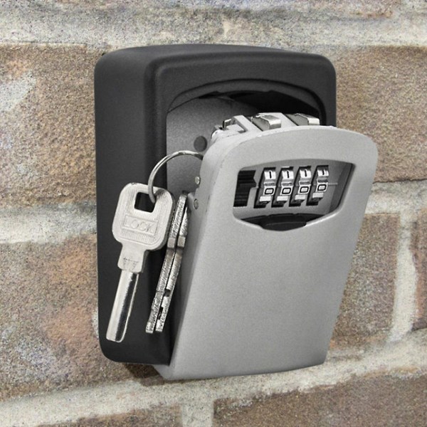 Pienikokoinen avainlaatikko salasanalukkoovi metallista ulkoseinään kiinnitettävä varkaudenesto lukkolaatikko musta
